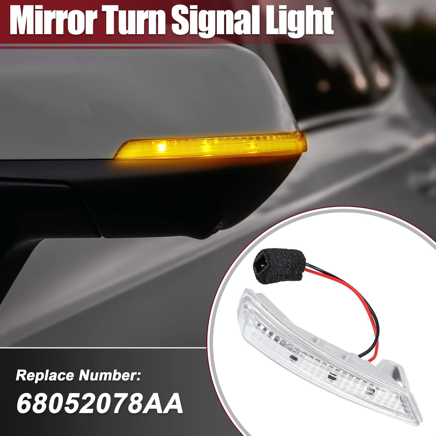 ACROPIX Car LED Front Right Side Mirror Turn Signal Light, Fit for Chrysler Town Country - Pack of 1 Silver Tone