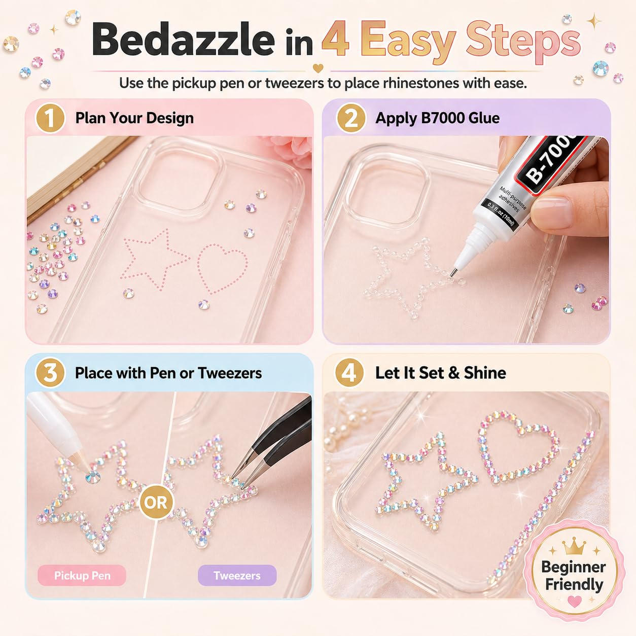 40000 PCS 40 Colors Rhinestones for Bedazzling, 3mm Flatback Resin Gems, Bedazzler Kit with Rhinestones and Tools, 3Pcs B7000 Jewelry Glue, Bedazzling Kit for Nails Clothes Shoes Books Crafts
