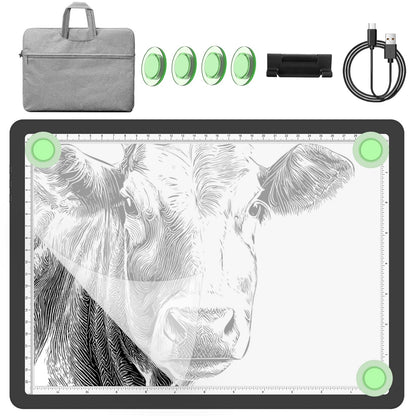 YINGWOND 9000LUX A4 Rechargeable Tracing Light Box with Padded Case,Wireless Diamond Art Light Board,Side Physical Buttons and Magnetic Portable Light Pad for Diamond Painting,Drawing,Sketching