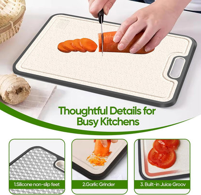 Titanium Cutting Board - Double-Sided Medical-Grade Design | Large Chopping Board with Juice Groove for Meat & Veggies