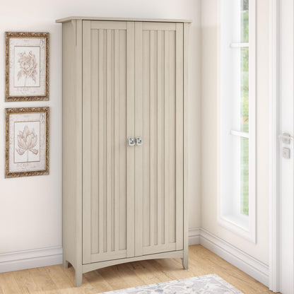 Bush Furniture Salinas Tall Storage Cabinet with Doors in Antique White, Office Storage Unit, Organizer for Home or Workspace, Adjustable Shelving