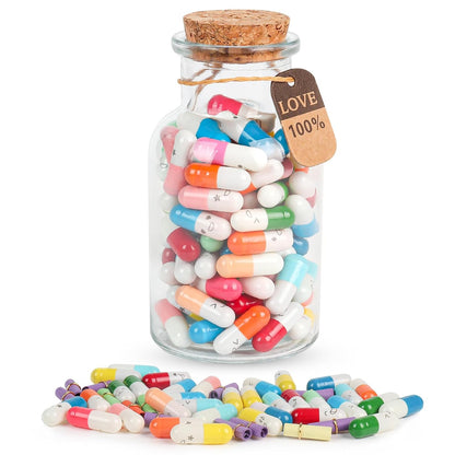 Message in a Bottle Capsule Letters - 101pcs Love Pills Gifts for Boyfriend, Girlfriend, Wife, Friends (Mixed Color)