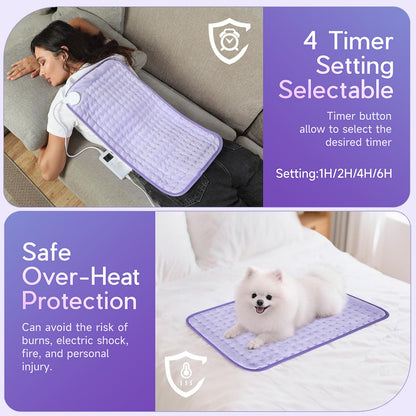 Large Heating Pad for Back Pain Relief, Electric Heating Pad for Neck and Shoulders, Auto Shut Off, Fast Heat, Christmas Gifts for Women Men, Birthday Gifts for Mom Dad (17'' x 33)