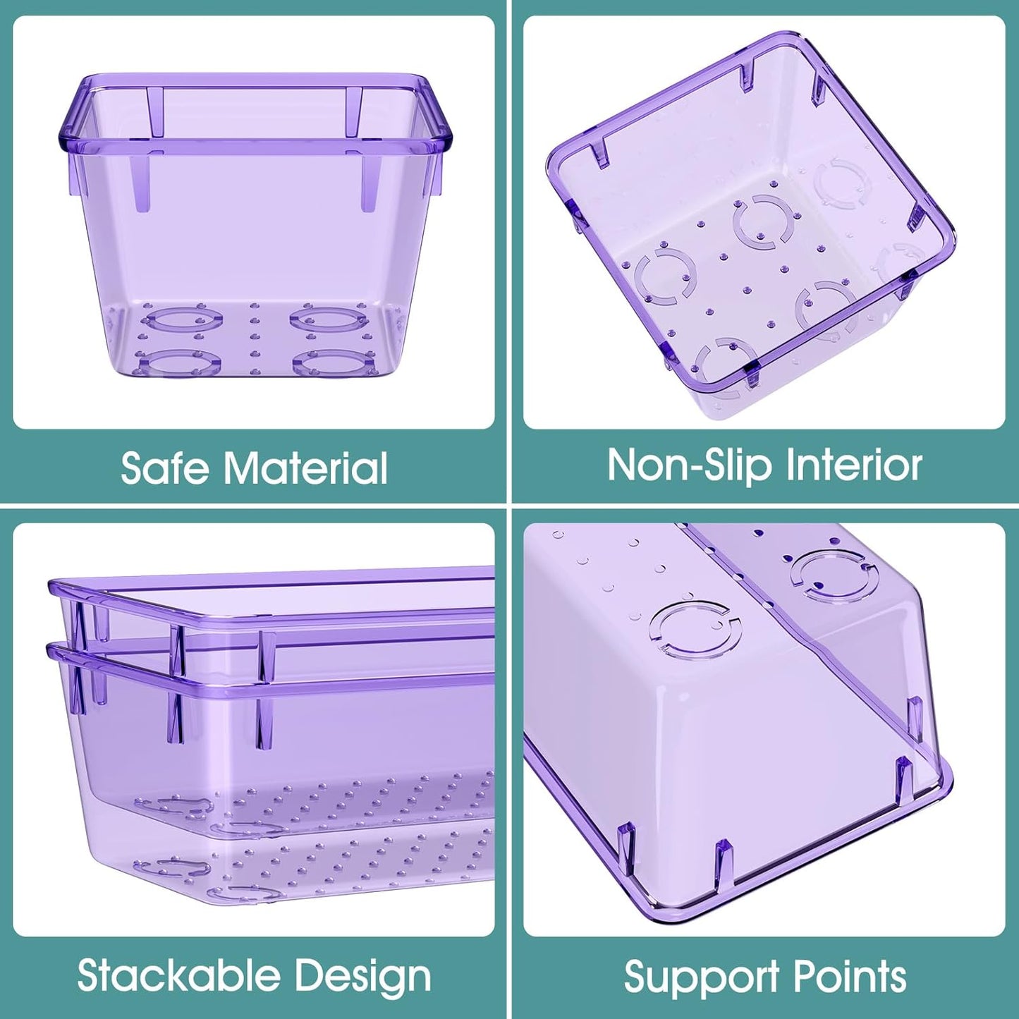 WOWBOX 13 PCS Plastic Drawer Organizer Set, Desk Divider Organizers for Makeup, Jewelry, Gadgets, Kitchen, Bedroom,