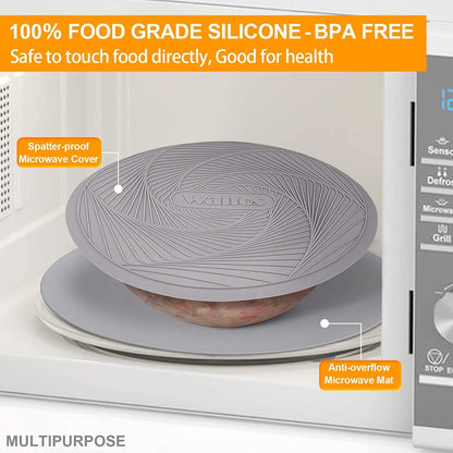Walfos 12-Inch Silicone Microwave Mat & Pot Holders, Non-Slip Heat Resistant for Oven, Hot Pot, Bowl