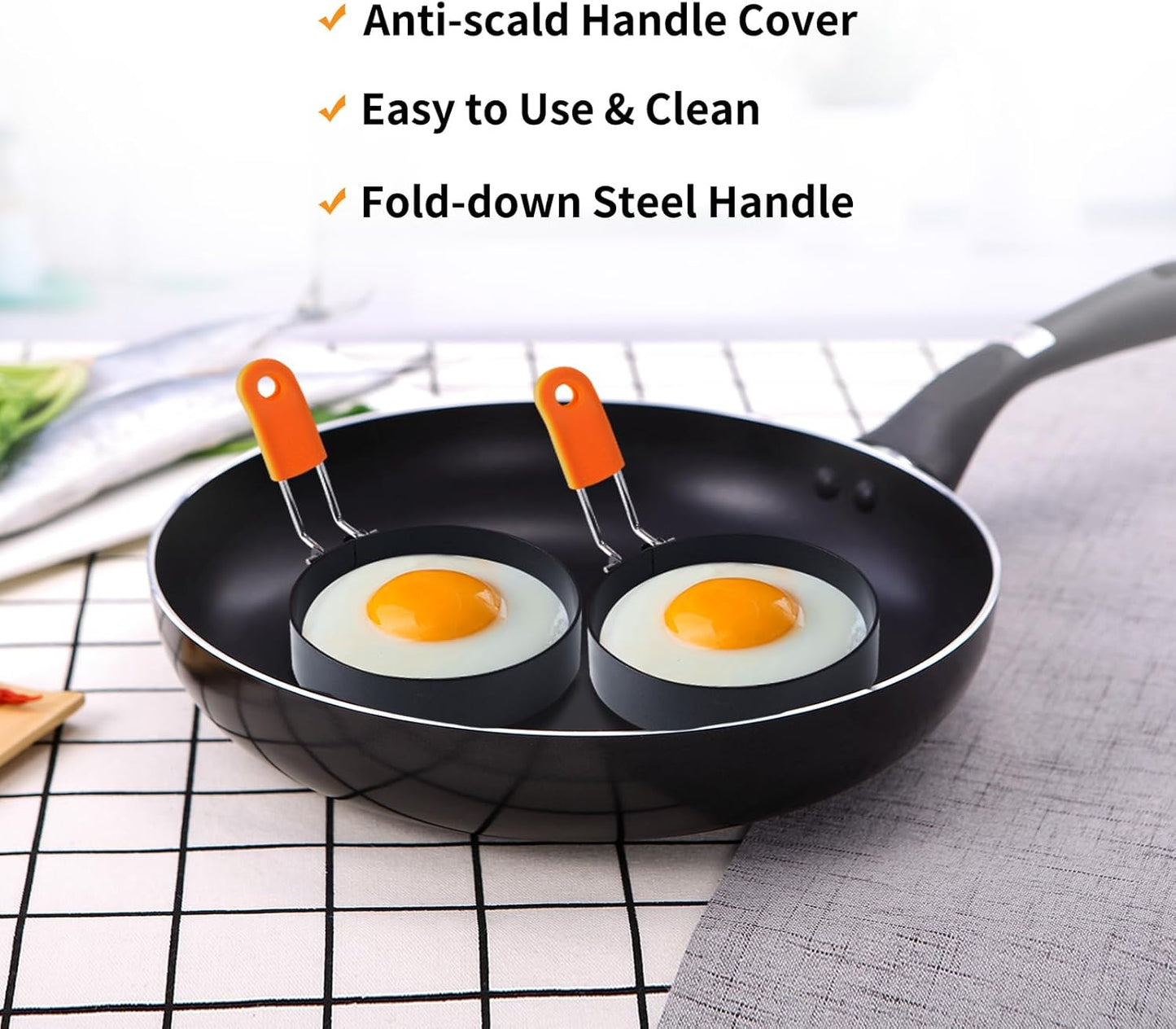 rosyquarz 3.5 INCH 2 Packs Highly Rated Large Egg Rings for Frying Eggs - Egg Ring Mold for Cooking Frying with Oil