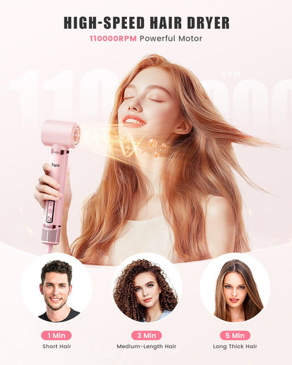 8-in-1 Professional Hot Air Styler&Hair Dryer Brush, Powerful Multi-Styler with Auto-Wrap Curler with Storage Case, Fast Drying Curling Straightening Volumizing Without Heat Damage(Gold)