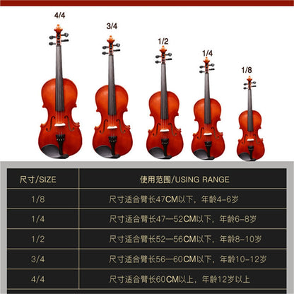 Handmade Solid Wood Violin Full Size For Beginners Exams And Adults. Violins Set(3/4)