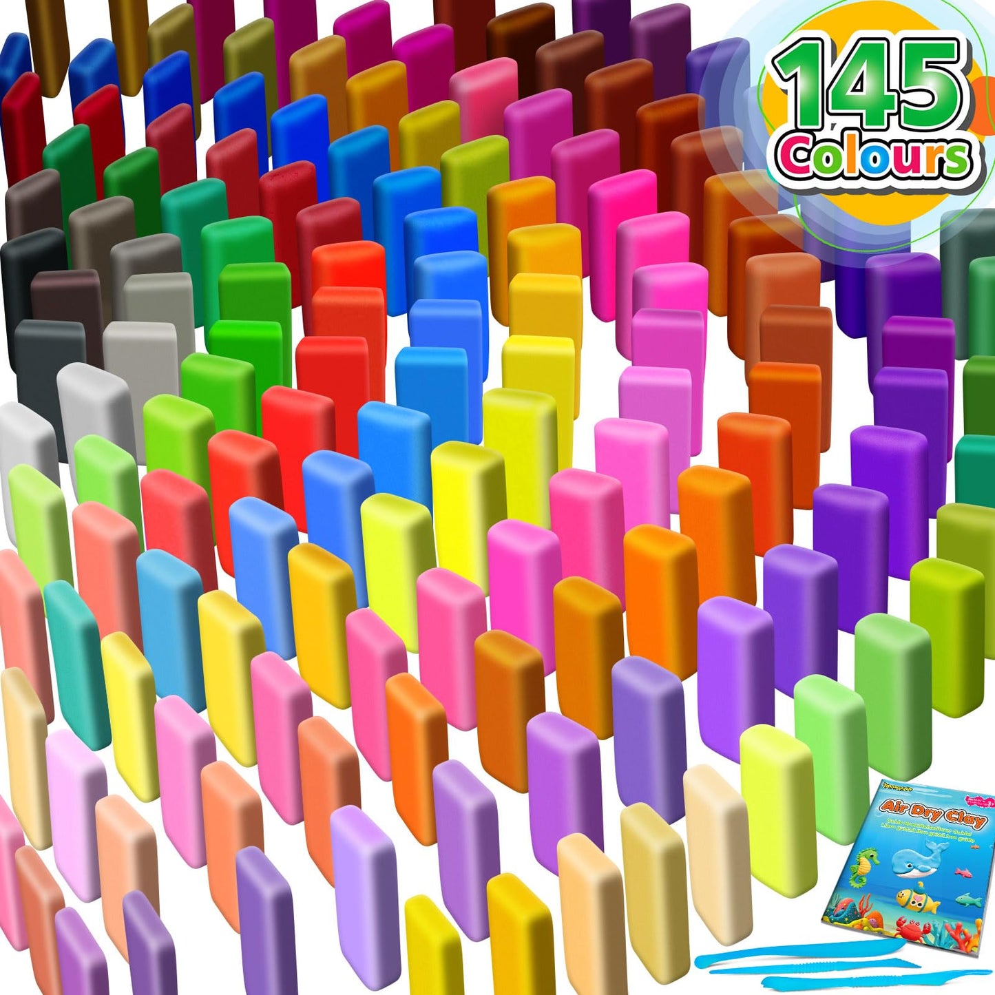 YOPINSAND Air Dry Clay 145 Colors, Modeling Clay for Kids, DIY Molding Magic Toy with Tools, Gift for Kids Boys Girls