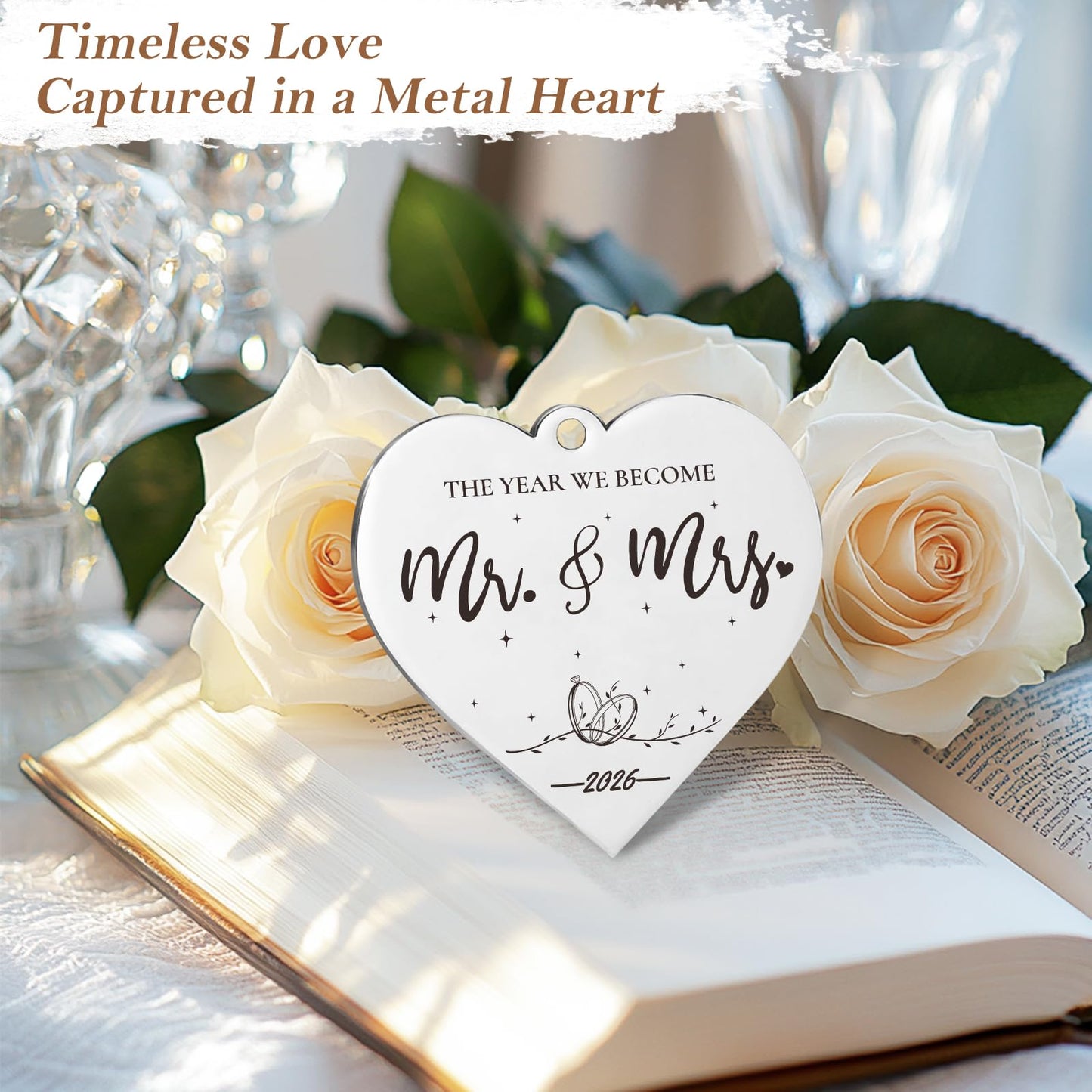 PIKPEOD Wedding Gifts for Couples 2026, Engagement Gifts for Couples, Personalized Mr and Mrs Wedding Gift for Newlyweds, Bridal Shower Gift for Bride to Be, Rotating Floating Wedding Picture Frame 4x6