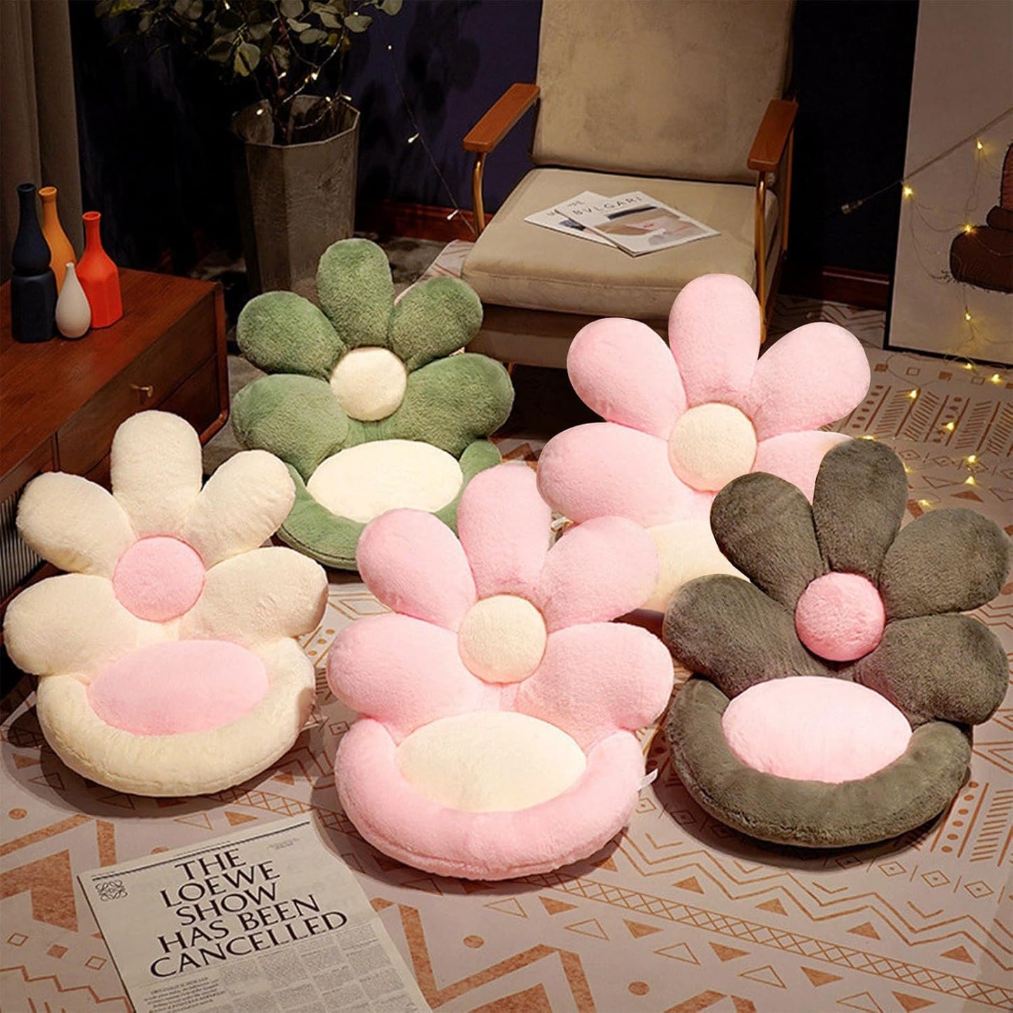 1Pcs 20*20in Flower Shape Seat Cushion - Non-Slip Cute Chair Pad with Plush Comfort Lazy Sofa Floor Pillow for Office