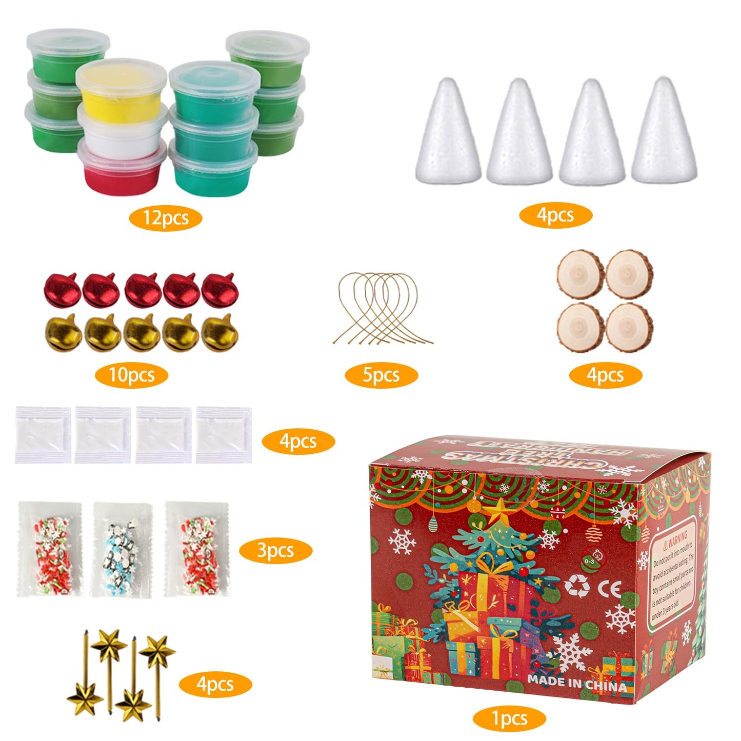 LAHAND Christmas Trees Crafts Sets，Air Dry Clay Kits for Kids，Modeling Clay Christmastree DIY Sets,Christmas Stocking Stuffers Perfect for Winter Children's Holiday Party Decoration Gifts