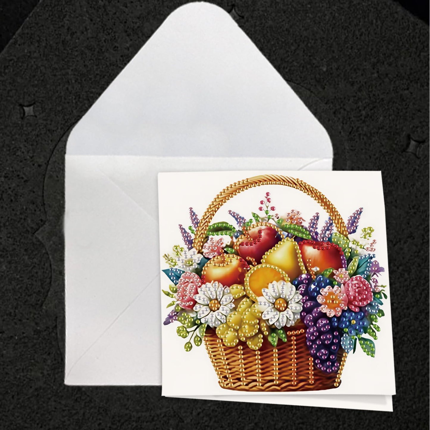 JISHSHAY 6 PCS Diamond Painting Greeting Cards Fruit Basket Diamond Art Birthday Cards with Envelopes Gem Art Mosaic Kits for Adults, for Anniversary Valentine Thank You Graduation All-Occasion