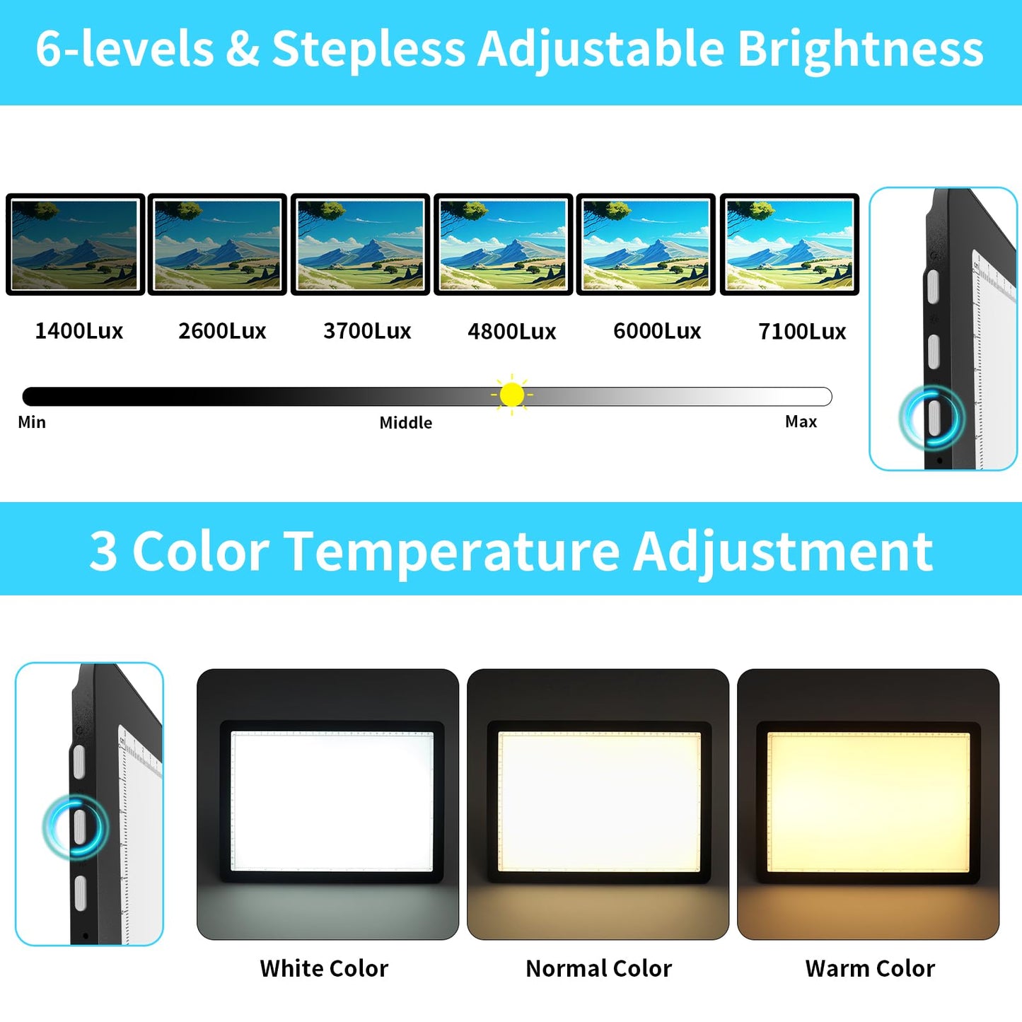 Phylosal Rechargeable A4 LED Light Pad with Built-in Stand, Magnetic Tracing Light Box for Drawing, Diamond Art Light Board with Side Button, Super Bright Light Table for Diamond Painting, Sketching