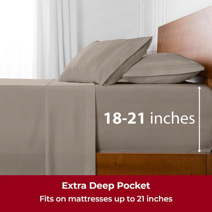 Mellanni Extra Deep Full Sheets - Hotel Luxury Bedding Set | Ultra Soft, Cooling & Stain Resistant (Full, Tan)