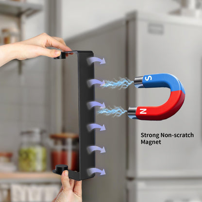 DELITON Magnetic Paper Towel Holder for Fridge - Black Paper Towel Roll Holder Under Cabinet Paper Towel Rack with Strong Magnet, Kitchen, Rv, Grill, Camping