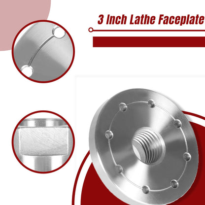 findmall 3 Inch Lathe Faceplate Steel Wood Lathe Face Plate for 1Inch x 8 Tpi Spindle Without Screwchuck
