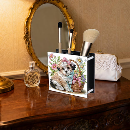 JISHSHAY Diamond Art Pen Holder Dog Diamond Painting Pencil Holder Animal Gem Art Penholder Gem Painting Pen Organizer Mosaic Kits for Adults Embroidery Kit Pencil Organizer, Contains 12 Slots