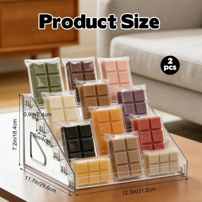 2 Pack 12”Wax Melt Holder Display 7 Tier Clear Acrylic Riser Display Stands Perfume Organizer for Vendor Craft Show Clear Acrylic Display Shelf Wax Melts Storage for Wax Tarts Block Clamshells Candles