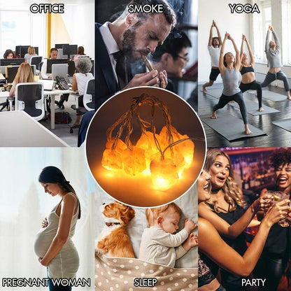 MINGRI Himalayan Salt lamp Salt Rock Night Light USB Fairy Hanging String Lights for Bedroom,Crystal Stones Natural Pink Salt Lamp for Meditation,Yoga,Office, Bedside,Desk,Computer, Baby,Child