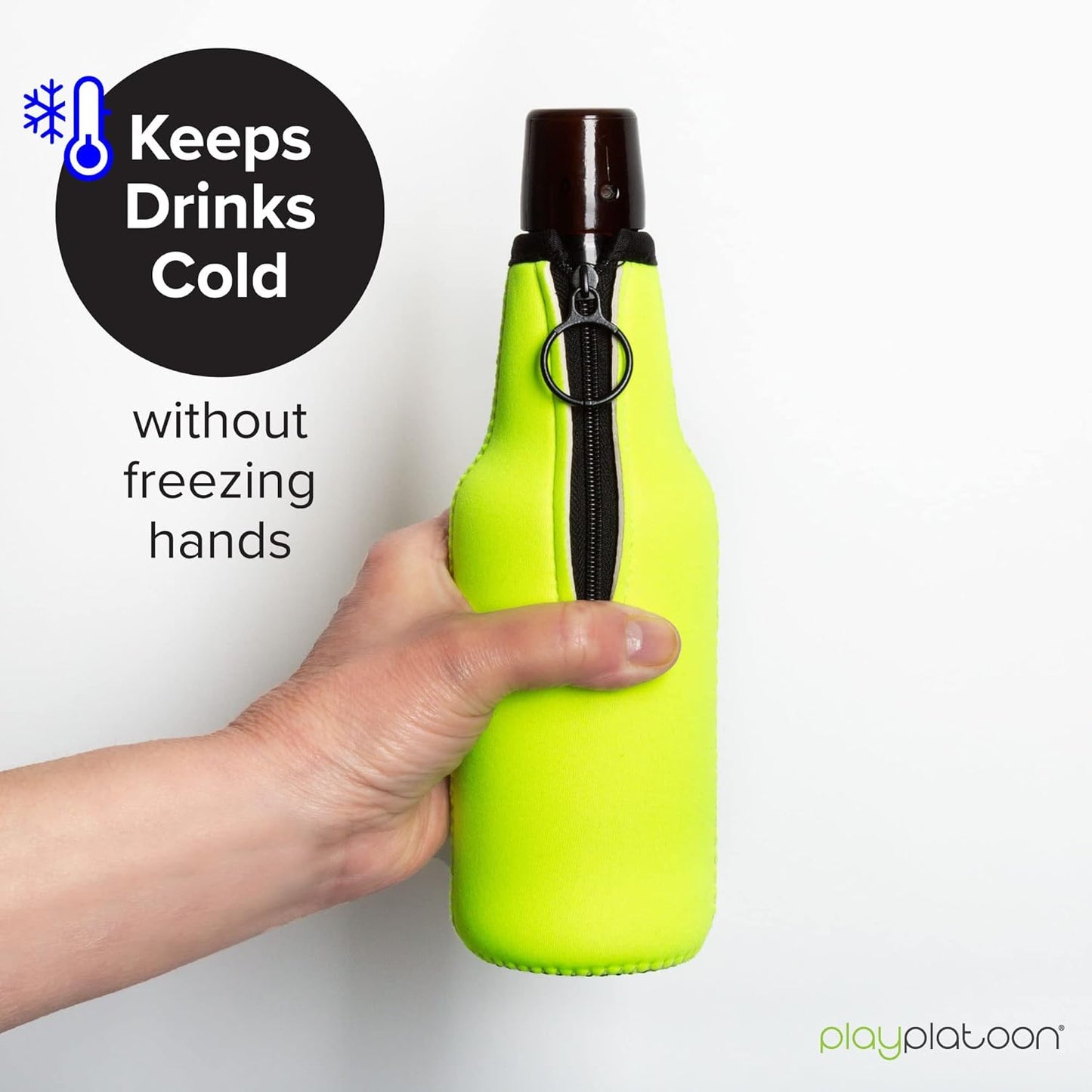 Cozy 12 oz 6 Pack Play Platoon Beer Bottle Cooler Sleeves for Party - Collapsible Neoprene Insulators - Insulated Beer