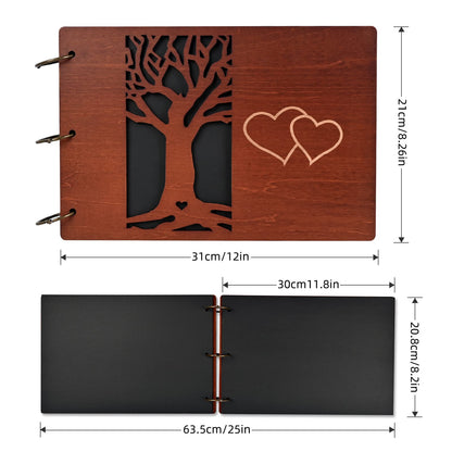 Giiffu Wooden Family Scrapbook Album, DIY Photo Memory Book with Family Tree Design, 100 Pages Personalized Scrapbooking Album, Gift for Mother’s Day, Baby Shower & Family Keepsake