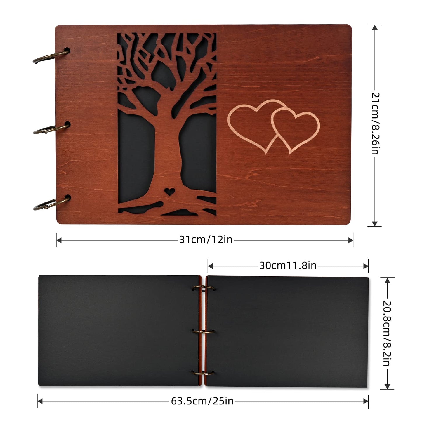 Giiffu Wooden Family Scrapbook Album, DIY Photo Memory Book with Family Tree Design, 100 Pages Personalized Scrapbooking Album, Gift for Mother’s Day, Baby Shower & Family Keepsake