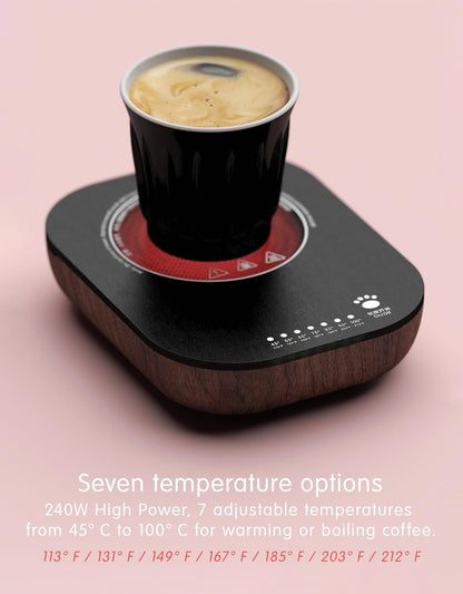 TMASTER 240W Small Electric Hot Plate,Mini Stove Portable Stove Kitchen Cooktop Electric Heater,Single Burner, Perfect Size For Moka Pot, Melting Wax And More (Black Walnut Violent Cat 240W)