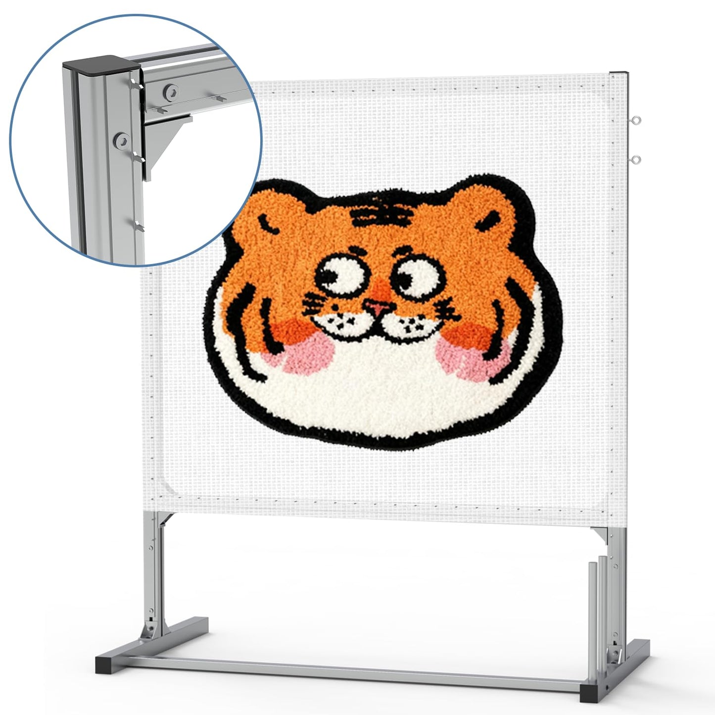 Lezbanz Rug Tufting Frame Kit with Aluminum Nails for Extra Firm Fixing, Tufting Cloth Stand, Adjustable Rug Tufting Frame for Rug Making, Suitable for Beginners & Lovers (55''H×47''L)