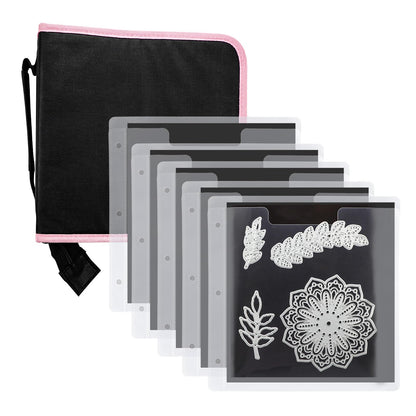 10 PCS 6.5 Inch Stamp and Die Storage Bag with Rubber Magnetic Sheets and Die Cut Storage Pockets Envelopes Binder, Die Storage Set Stencil Organizer for Card Making & Scrapbooking