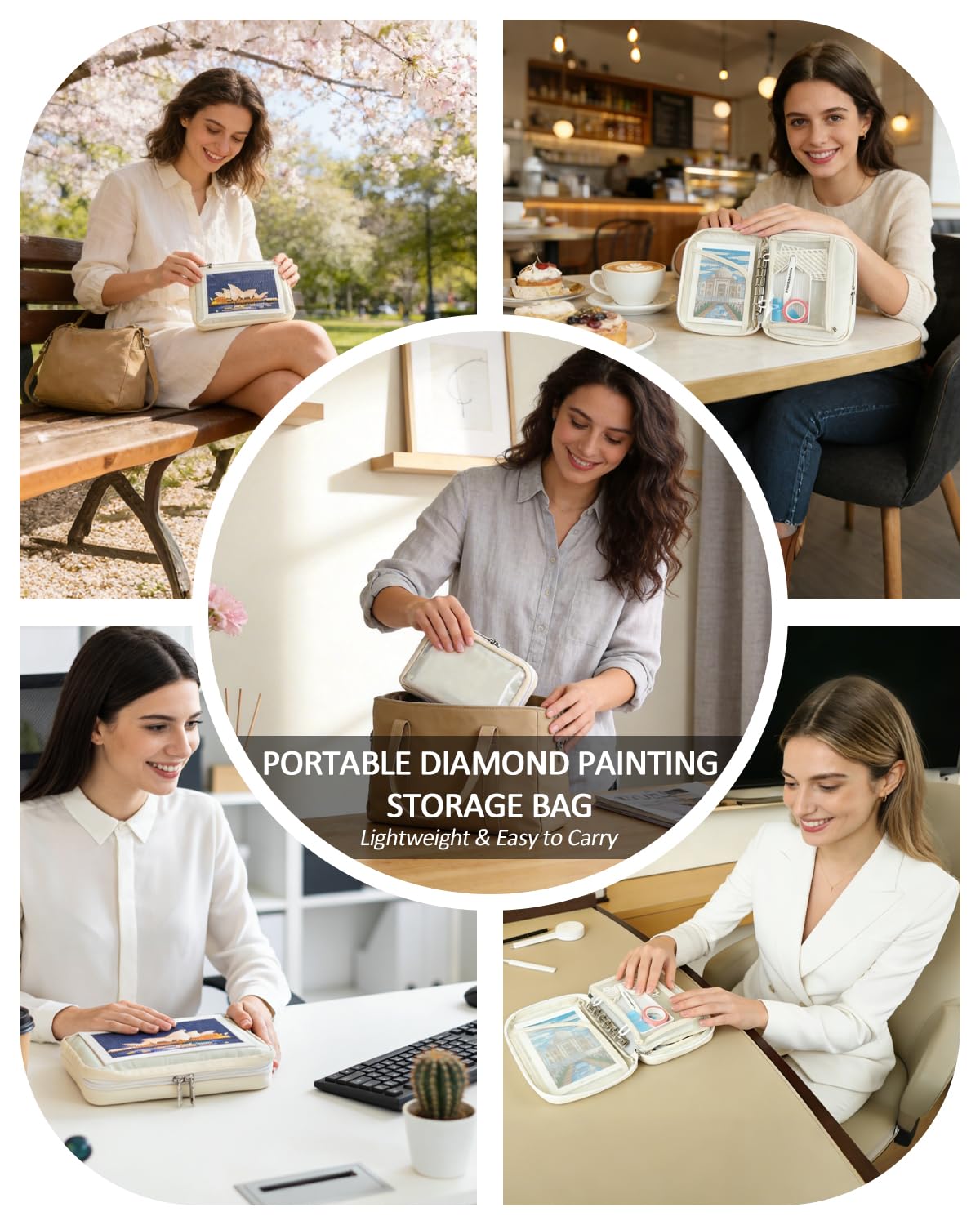ForeverYoung All-in-One Diamond Art Storage Bag with Separate Sections for 7-Inch Small Diamond Art Kits, Portable & Travel-Friendly, Diamond Painting Accessories and Tools for Lovers (Bag Only)