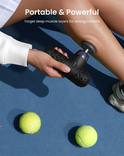RENPHO Mini Thermal Massage Gun with Heat, Portable Deep Tissue Percussion Massager, Color Silicone Sleeves Travel Size with Carry Case, Grey
