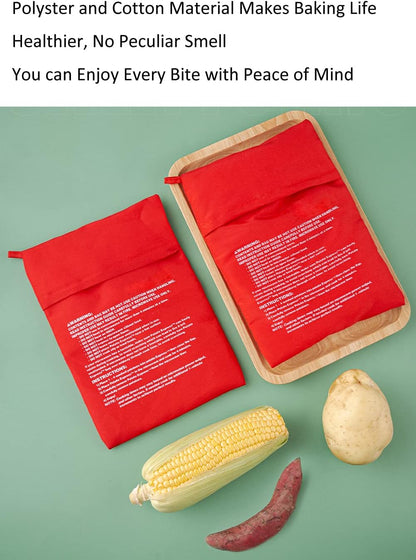VASANA 4PCS 4 Reusable Express Microwave Potato Bag Saving Time Baking Fabric Pouch Bag for Any Type of Potatoes Bake