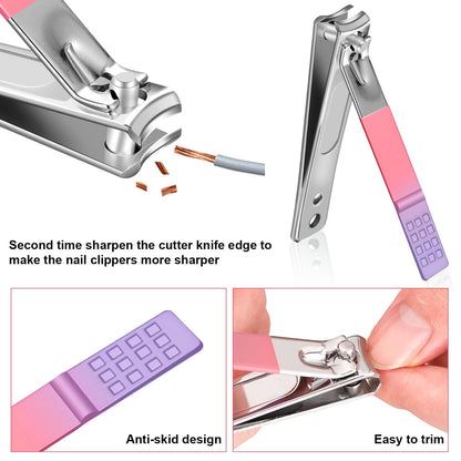 Manicure Set, Travel Mini Nail Clippers Kit Pedicure Care Tools, 10pcs Stainless Steel Grooming kit (Pink)