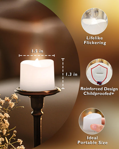 Homemory Timer Tea Lights Candles Battery Operated, 6H Timer Built-in, Auto On Daily, Flameless LED Tealight Votives for Table Centerpieces, Lantern, Holiday Decor, Cool White, No Remote, 12-Pack