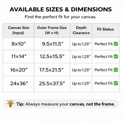 Prixas Print Floater Frame for Canvas Paintings - 1.25" Deep Gallery Floating Picture Frame with Premium PS Frame (Not Solid Wood), Made in USA Wall Art Decor (Black, 8x8)