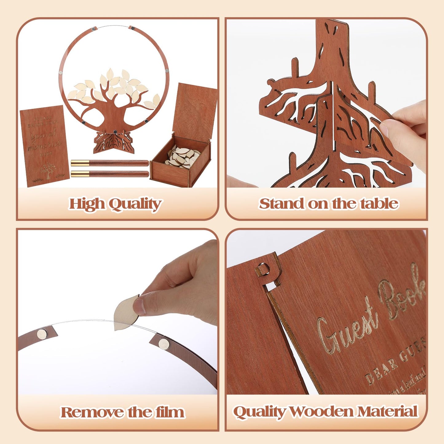 Geelin 56 Pcs Funeral Guest Book Alternatives Set for Memorial Service Elegant Celebration of Life in Loving Memory with 50 pcs Leaves Box Sign and Pens Funeral Supplies