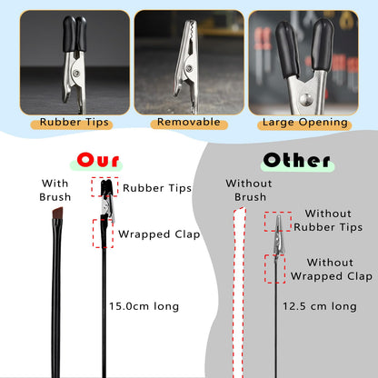 Metal Painting Stand Base Holder Set. INCL 12 PCS Magnetic Bendable Alligator Clip & 1 brush. Modeling Tools for Airbrush Spray, for Gundam Hobby Model Parts Assemble.(Silver)