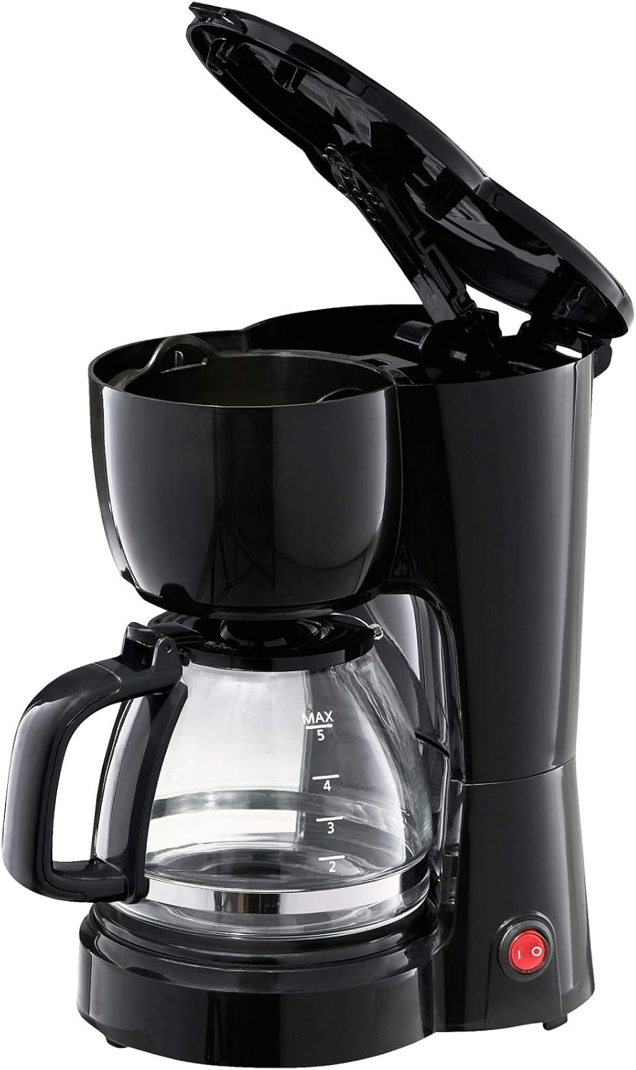 Mainstays 5 Cup Black Coffee Maker with Removable Filter Basket for Easy Cleaning