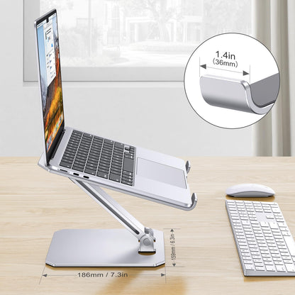 OMOTON Laptop Stand for Desk, Ergonomic Adjustable Computer Stand Aluminum Portable Desktop Laptop Riser Holder for MacBook Air Pro, Dell, HP and All Tablets Up to 15.6", Glossy Silver