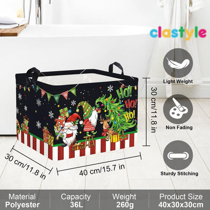 Clastyle Large Christmas Tree Gift Baby Basket Empty Snowman Snowflake Gnome Kid Toy Book Xmas Storage Collapsible Clothes Organizer Nursery Bin,Black,40*30*30 cm