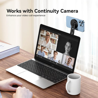 Magnetic Phone Holder for Laptop for MagSafe for iPhone 17/16/15/14/13/12 & All Phones, 180°Adjustable Phone Side Mount for Computer Monitor for Tesla, Desktop Cell Phone Bracket, Gray