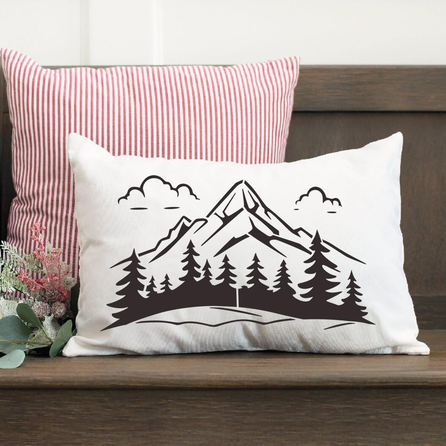 Zosylley Pine Tree & Mountain Animal Stencils for Wood Burning, Painting & Decorating, 16pcs Reusable & Washable PET Plastic, 12x8 & 12x6 Inch
