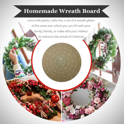 Gkesgm Six (6) Pack Christmas Wreath Boards with Cable Tie-Wrap（100 Pcs）| 7.87 Inch Wire Ties，Round 12.2",Easy to Use Wreath Frame,ZAO-005