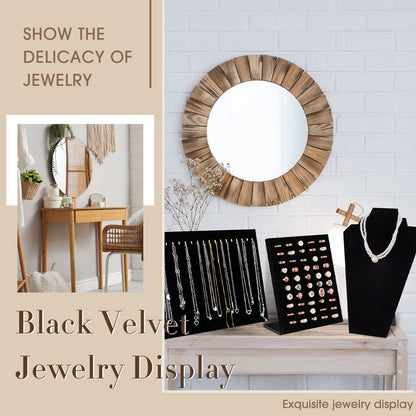 Henoyso 22 Pcs Velvet Jewelry Display Set Jewelry Display for Selling Necklace Stand Bracelet Holder T Shape Earring Stand (Black)