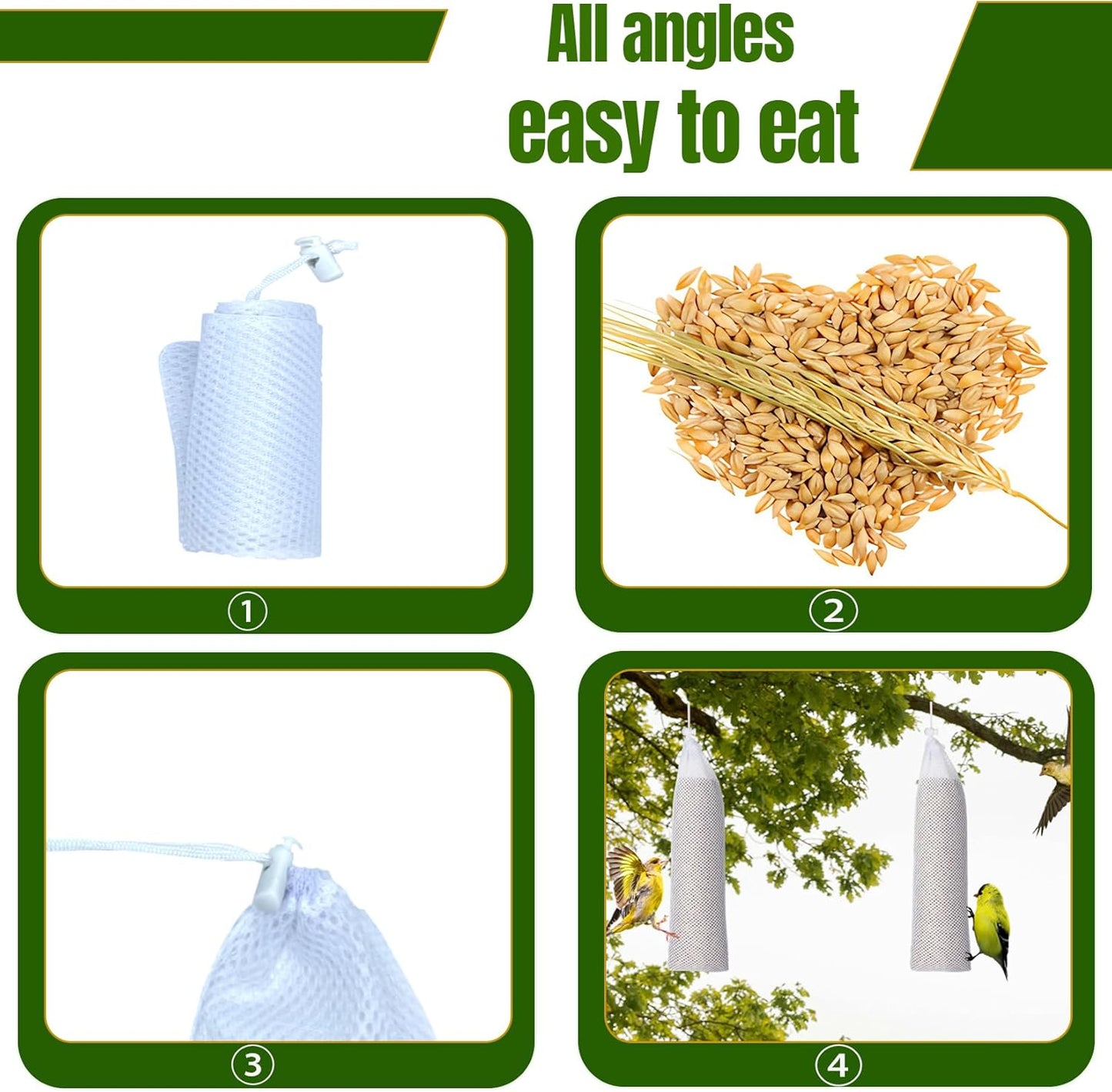 Wild Bird Feeder Sock, 6PCS Finch Feeders for Outside, Bird Seed Sock Feeder Bag Net for Finch Thistle (White, 28 X 12