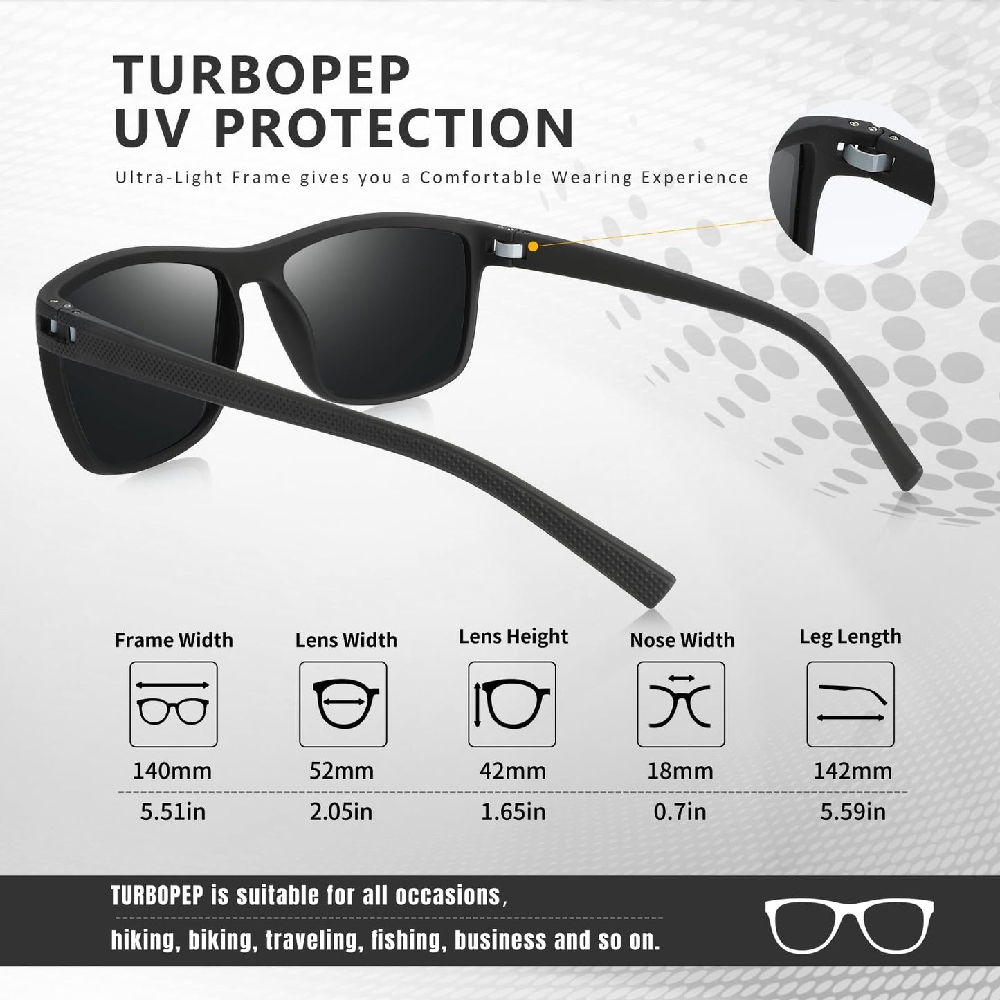 Square Polarized Sunglasses for Men and Women Lightweight Frame Sun Glasses with UV Protection
