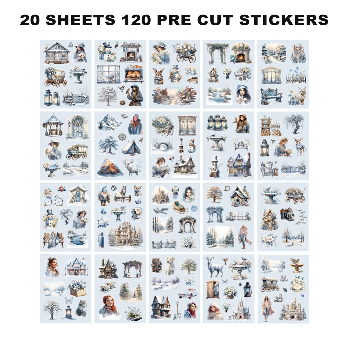 Auguro 4 Books for Seasons Stickers for Scrapbooking 480 Pre-Cut Pet Transparent Stickers for journaling Spring Summer Fall and Winter Sticker