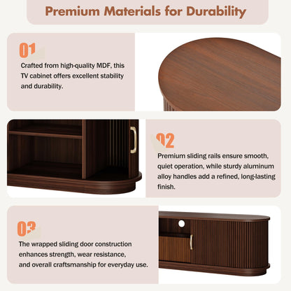 Merax Rustic Wood TV Stand for TVs Up to 75'', Farmhouse Entertainment Center with Storage Drawers, Practical Media Console for Living Room, Bedroom, Walnut