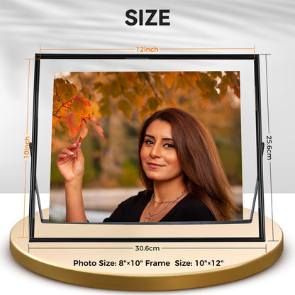 AhaGo Black Floating Frame(10"×12", Horizontal), For Picture 8.5x11, 8x10, 7x9, Tabletop Shelf Photo (Poster) Frame, Home or Office Decor, Classy For Holiday, Birthday or Wedding